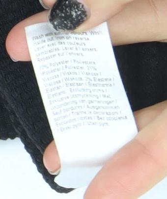 River Island Men's Black 1/4 Zip Knit Polo Shirt Size L