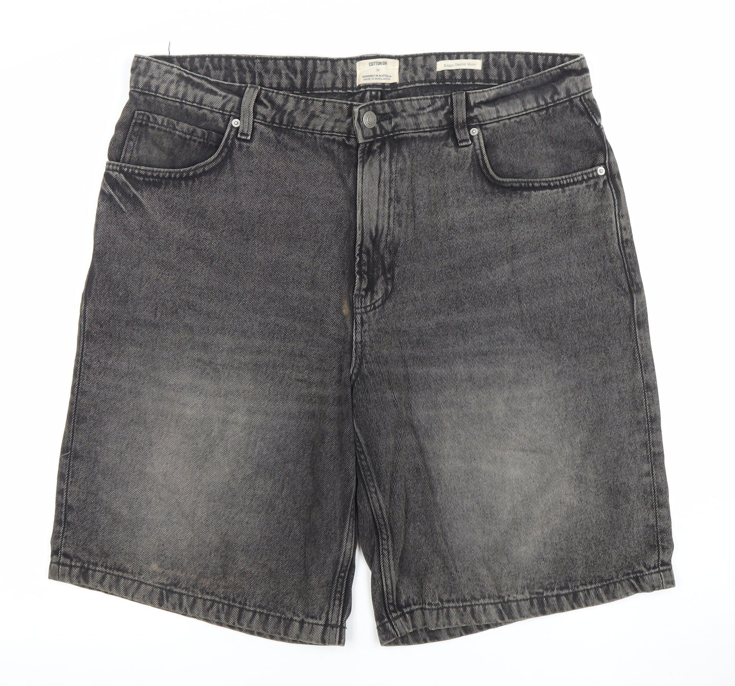 Cotton On Men’s Grey Denim Stone Wash Shorts Size 36 Regular Fit
