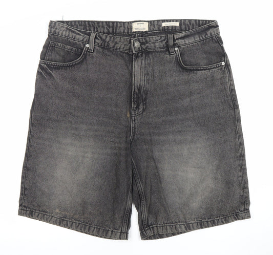Cotton On Men’s Grey Denim Stone Wash Shorts Size 36 Regular Fit