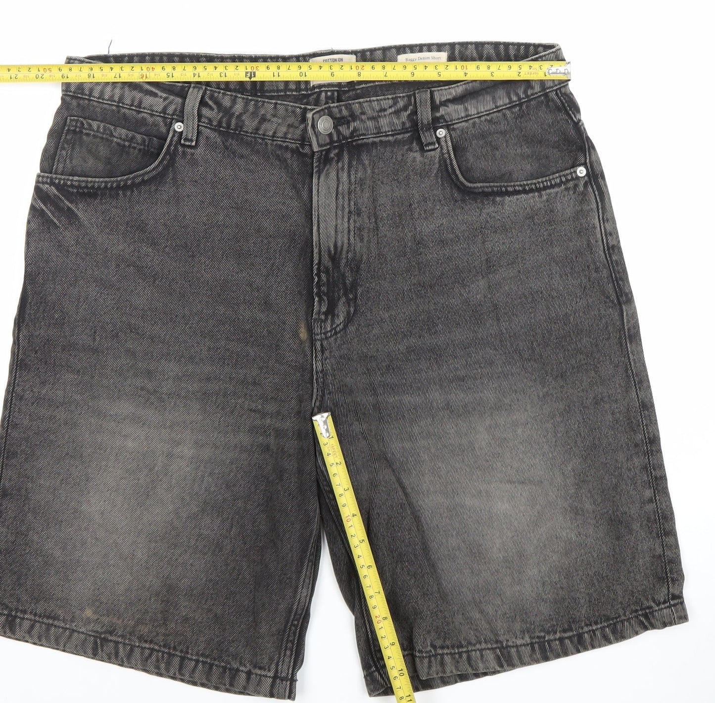 Cotton On Men’s Grey Denim Stone Wash Shorts Size 36 Regular Fit