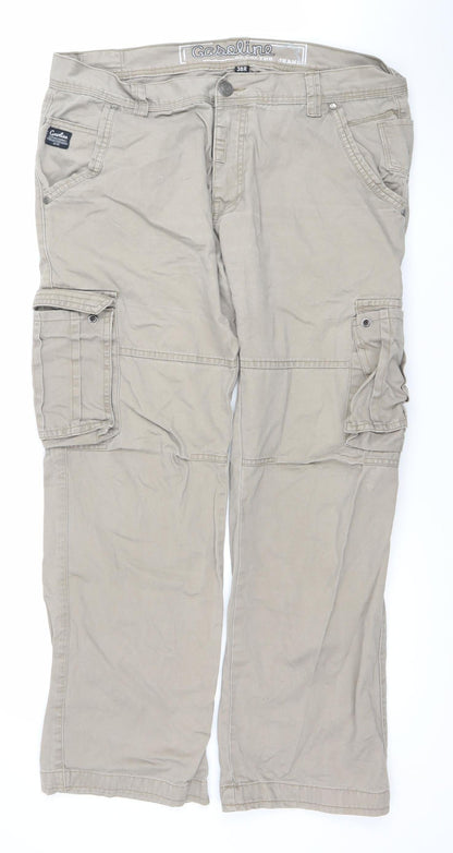 Gasoline Originals Men's Beige Cargo Trousers 38R Cotton Straight Leg