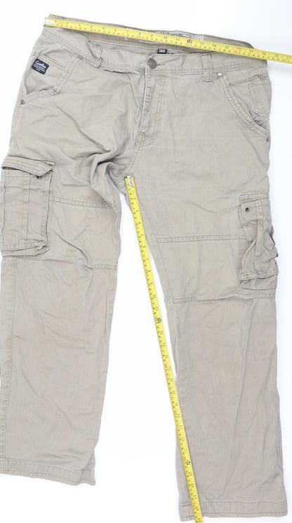 Gasoline Originals Men's Beige Cargo Trousers 38R Cotton Straight Leg