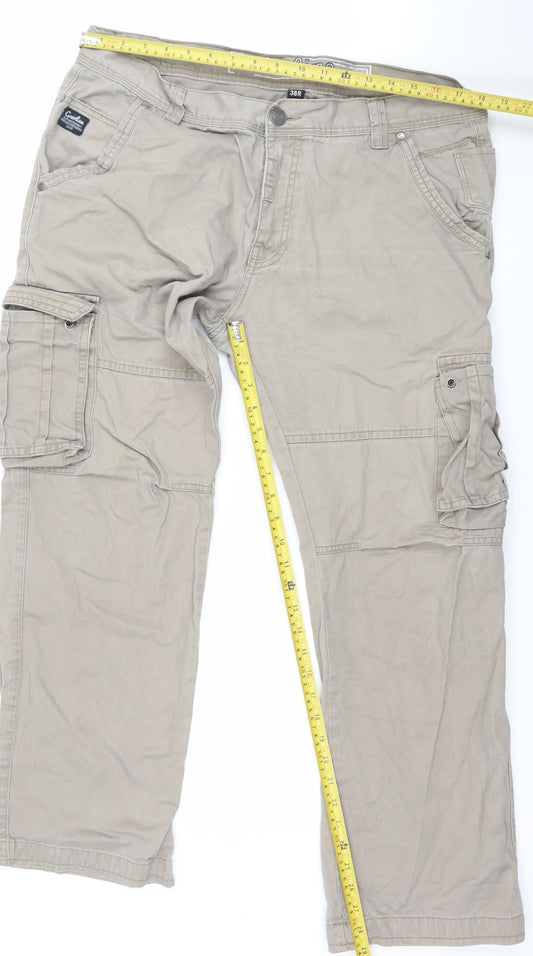 Gasoline Originals Men's Beige Cargo Trousers 38R Cotton Straight Leg