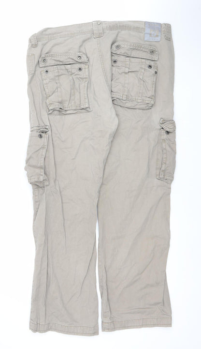 Gasoline Originals Men's Beige Cargo Trousers 38R Cotton Straight Leg
