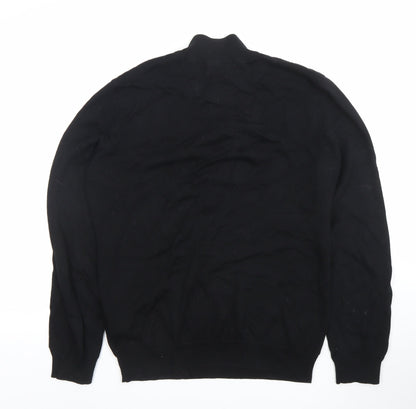 Hugo Boss Men's Black Cotton Regular Fit 1/2 Zip Jumper M