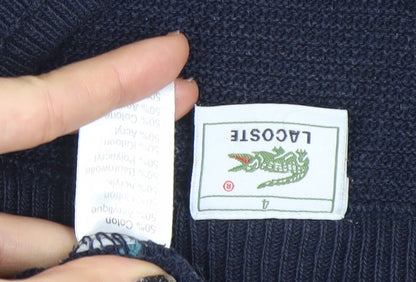 Lacoste Men's Blue Striped Cotton Jumper Size L Crew Neck Pullover