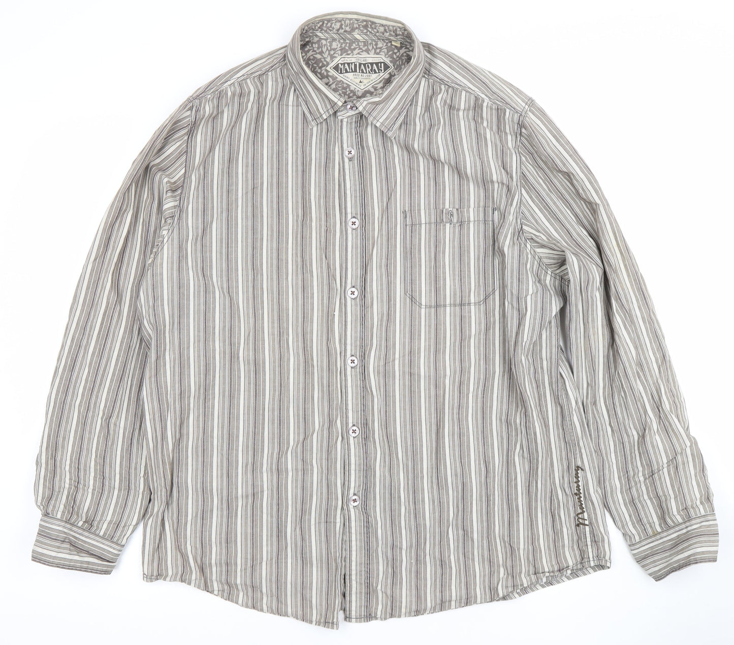 Womens UK Size L Mantaray Grey Classic Button-Up