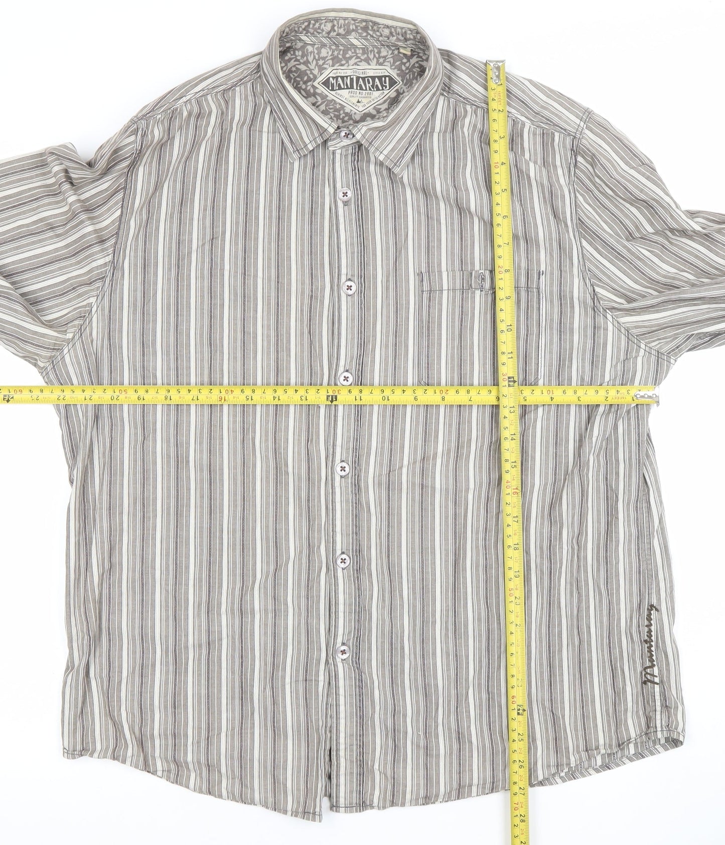 Womens UK Size L Mantaray Grey Classic Button-Up