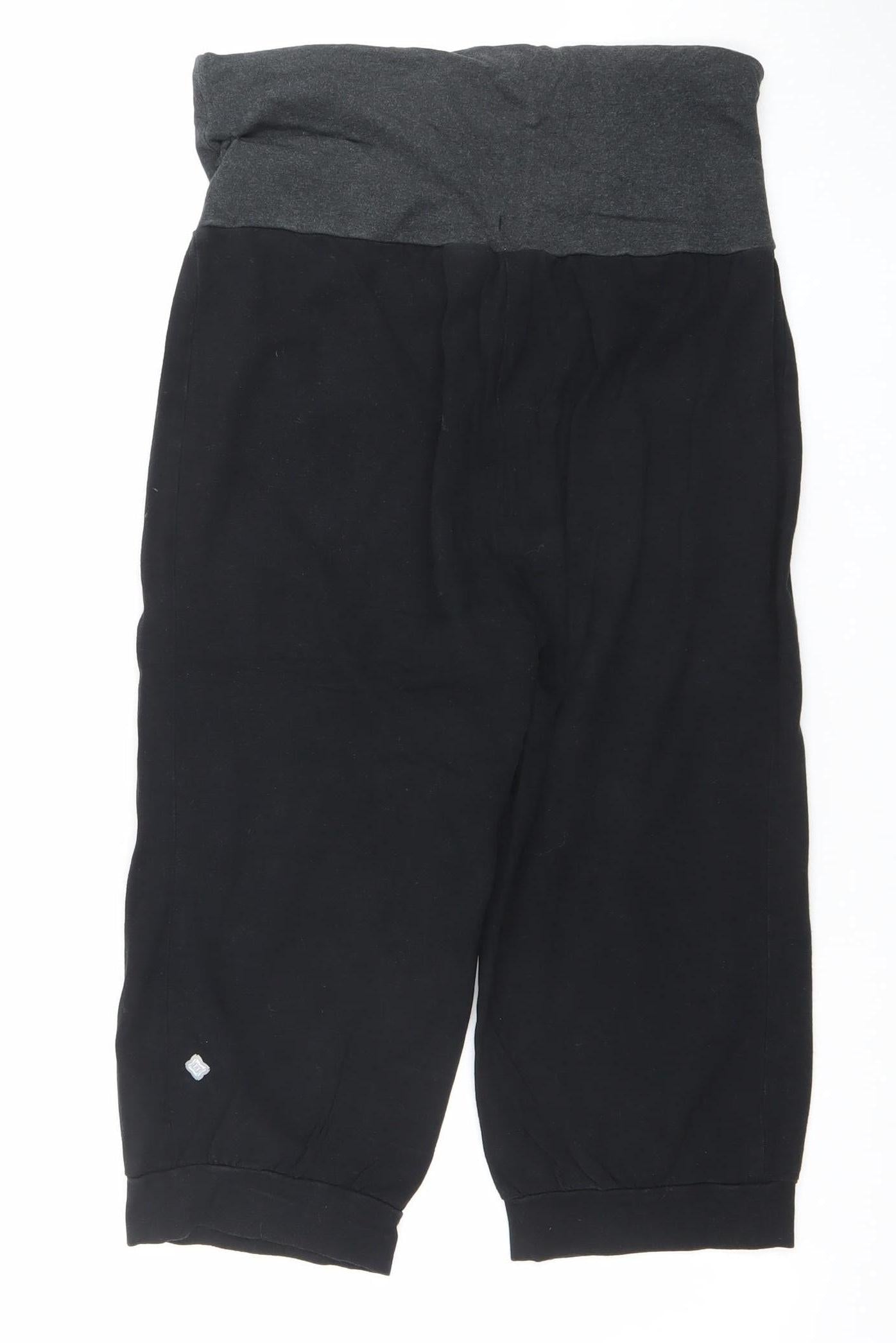 Decathlon Women's Black Capri Yoga Trousers L Cotton Blend Stretch