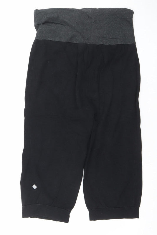 Decathlon Women's Black Capri Yoga Trousers L Cotton Blend Stretch