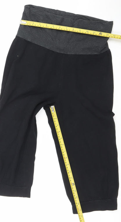 Decathlon Women's Black Capri Yoga Trousers L Cotton Blend Stretch