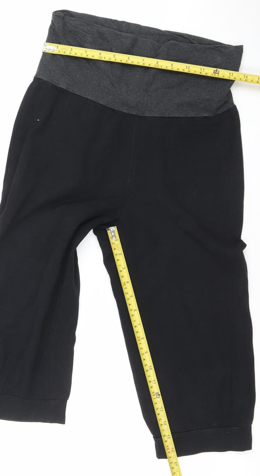 Decathlon Women's Black Capri Yoga Trousers L Cotton Blend Stretch