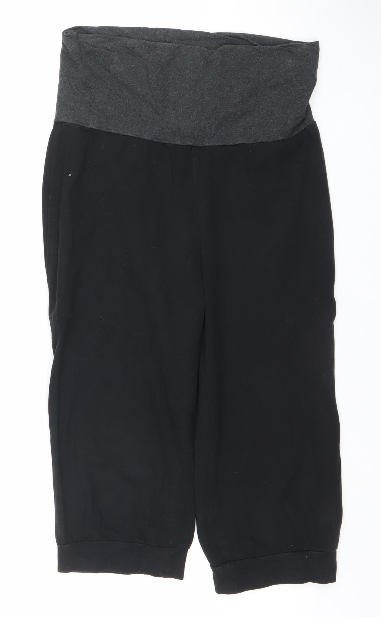 Decathlon Women's Black Capri Yoga Trousers L Cotton Blend Stretch