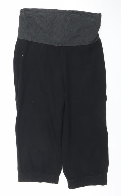 Decathlon Women's Black Capri Yoga Trousers L Cotton Blend Stretch
