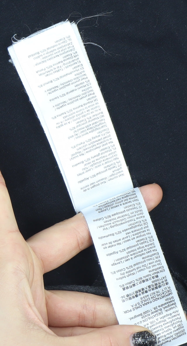 Decathlon Women's Black Capri Yoga Trousers L Cotton Blend Stretch