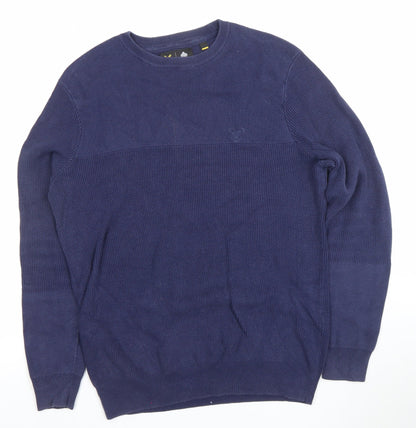 Lyle & Scott Men's Blue Cotton Crew Neck Jumper Size S