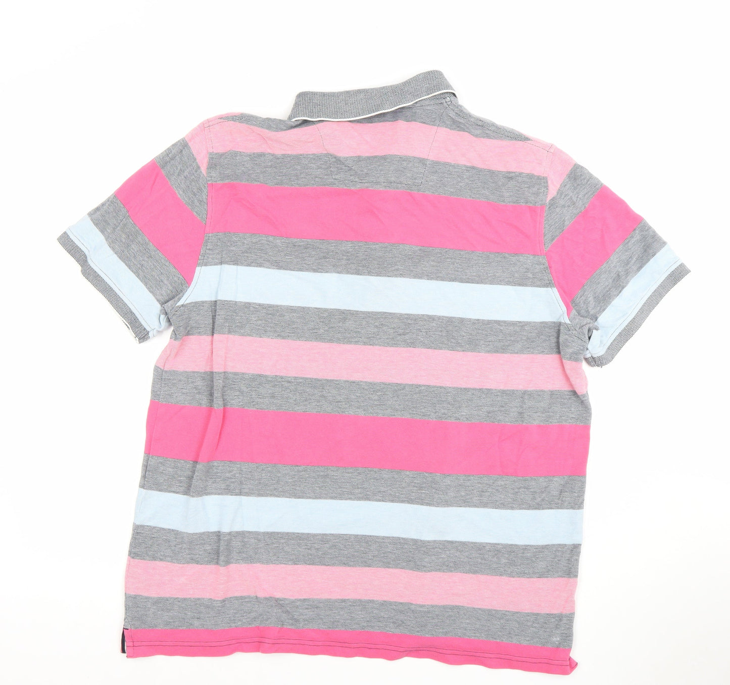 Maine New England Men’s Multicoloured Striped Cotton Polo Shirt Size L