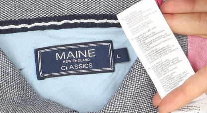 Maine New England Men’s Multicoloured Striped Cotton Polo Shirt Size L