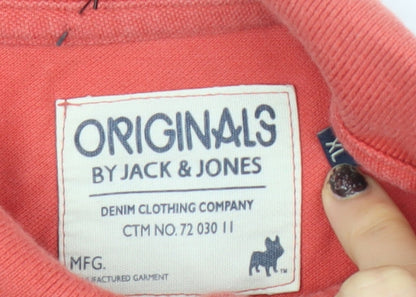 Jack & Jones Men's Red XL Polo Shirt Authentic Graphic Cotton