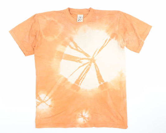 Jerzees Men's Orange Tie Dye Retro Cotton T-Shirt XS