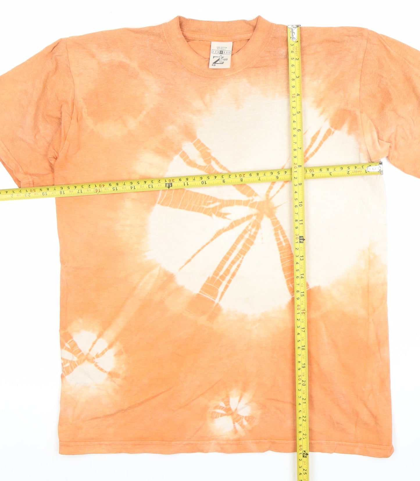 Jerzees Men's Orange Tie Dye Retro Cotton T-Shirt XS