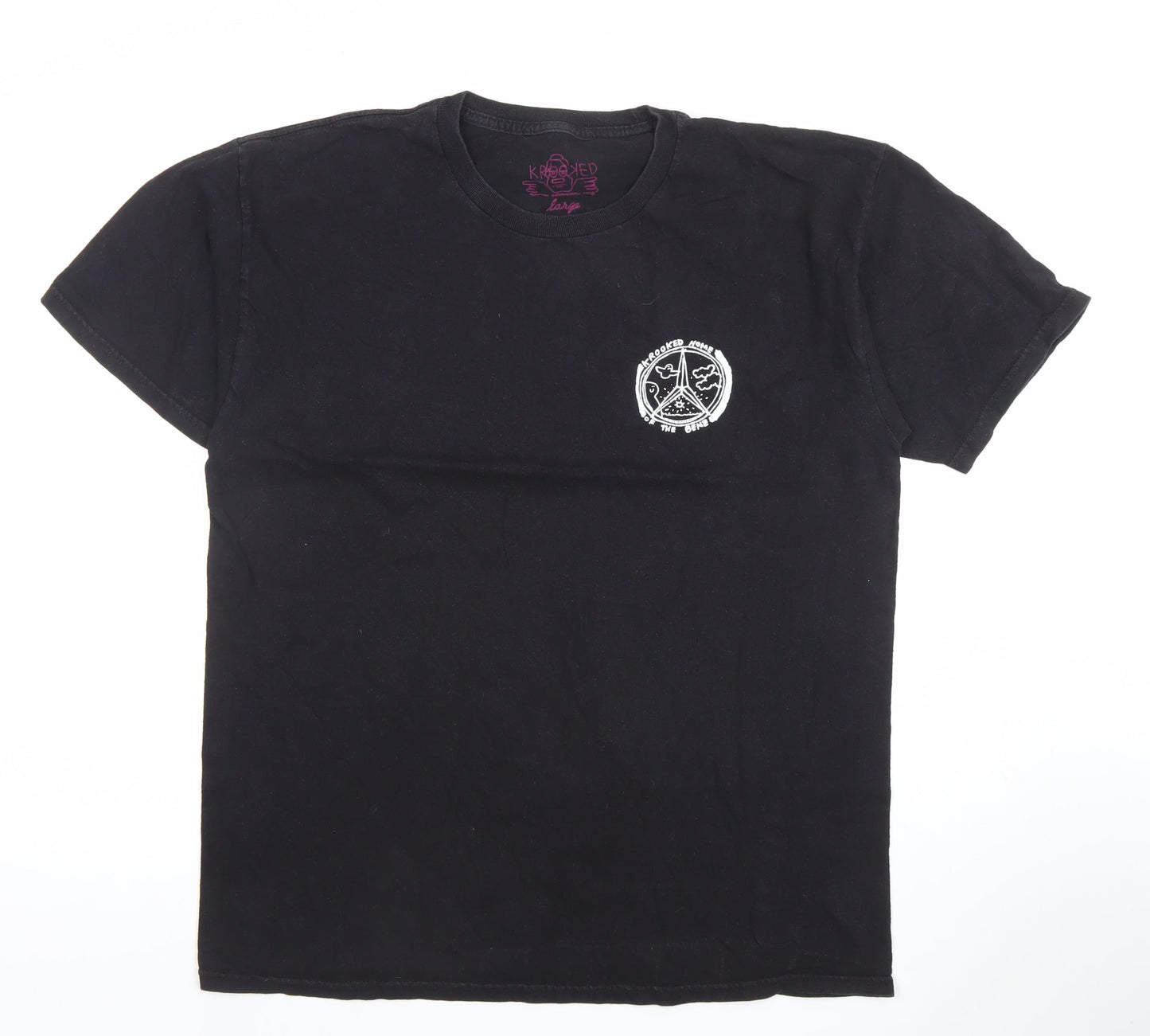 Krooked Men’s Black Large Graphic Skate T-Shirt 100% Cotton