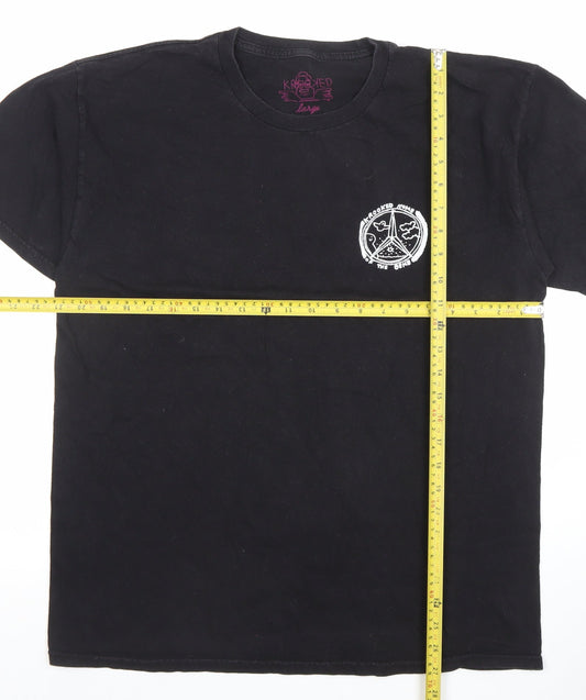 Krooked Men’s Black Large Graphic Skate T-Shirt 100% Cotton