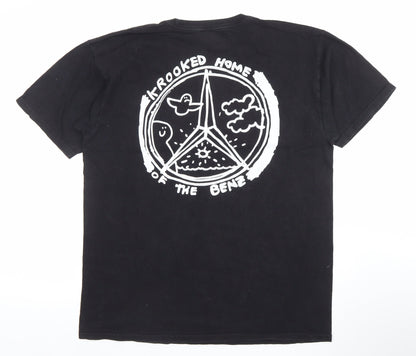 Krooked Men’s Black Large Graphic Skate T-Shirt 100% Cotton