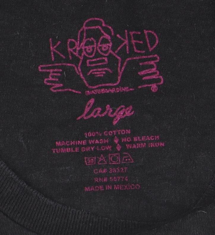 Krooked Men’s Black Large Graphic Skate T-Shirt 100% Cotton