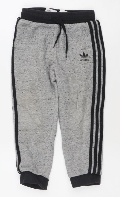 Adidas Boys Grey 3-4 Years Jogger Activewear Trousers Cotton Blend
