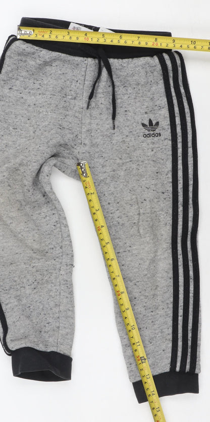 Adidas Boys Grey 3-4 Years Jogger Activewear Trousers Cotton Blend