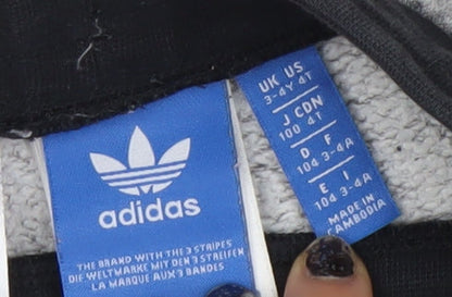 Adidas Boys Grey 3-4 Years Jogger Activewear Trousers Cotton Blend