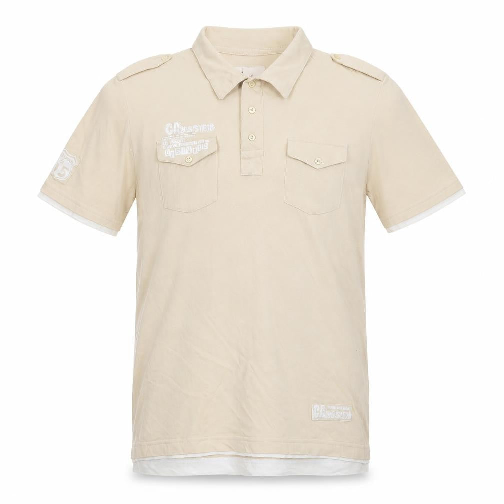 Front view of Vintage Edition Urban Spirit Men's Beige Polo Shirt XL 100% Cotton