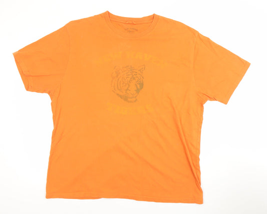 Marks and Spencer Men's Orange XL Tiger Graphic Cotton T-Shirt