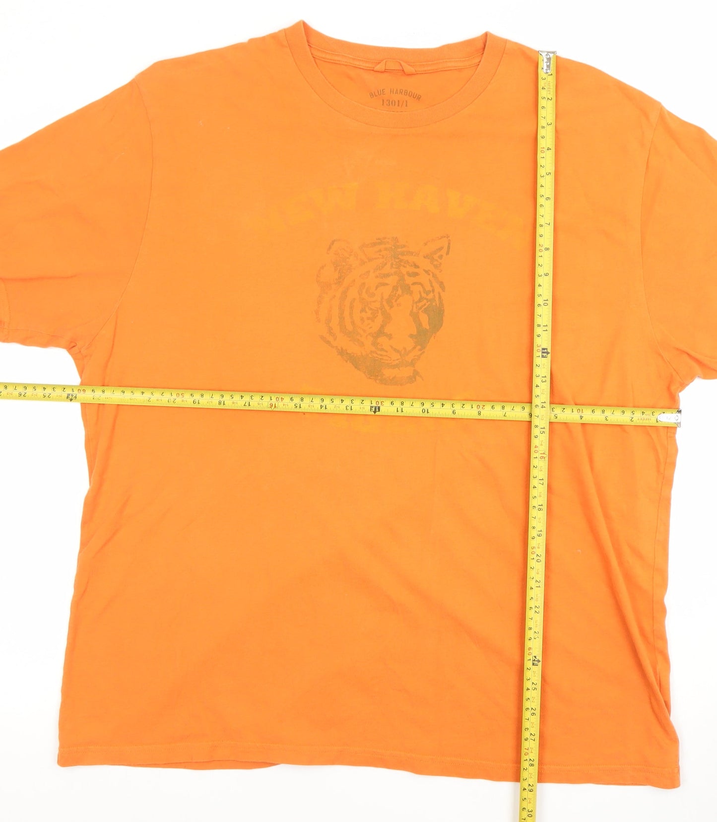 Marks and Spencer Men's Orange XL Tiger Graphic Cotton T-Shirt
