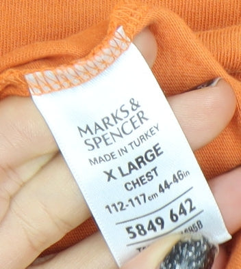 Marks and Spencer Men's Orange XL Tiger Graphic Cotton T-Shirt