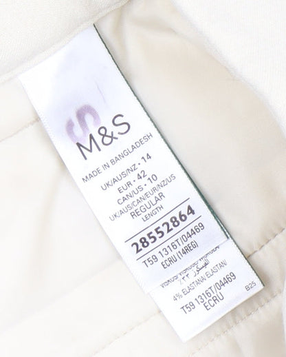 Womens UK Size 14 Marks and Spencer Regular Fit Chino Beige Trousers