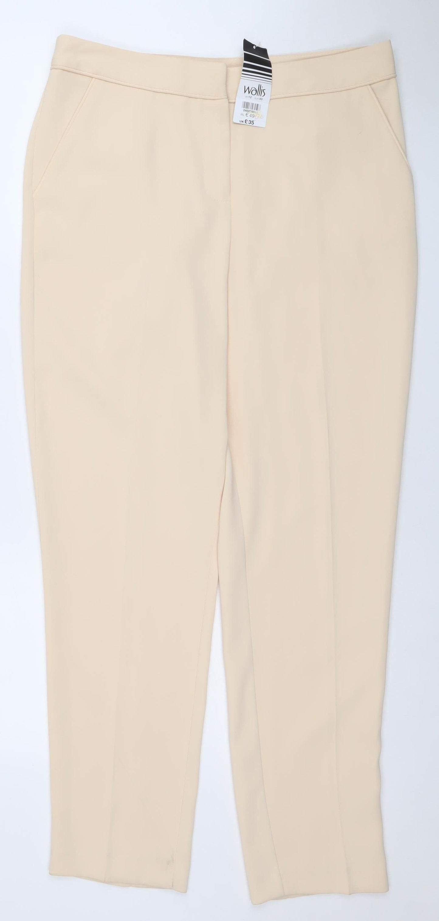 Womens UK Size 12 Wallis Slim Fit BusinessCasualFormalWorkwear Beige Trousers