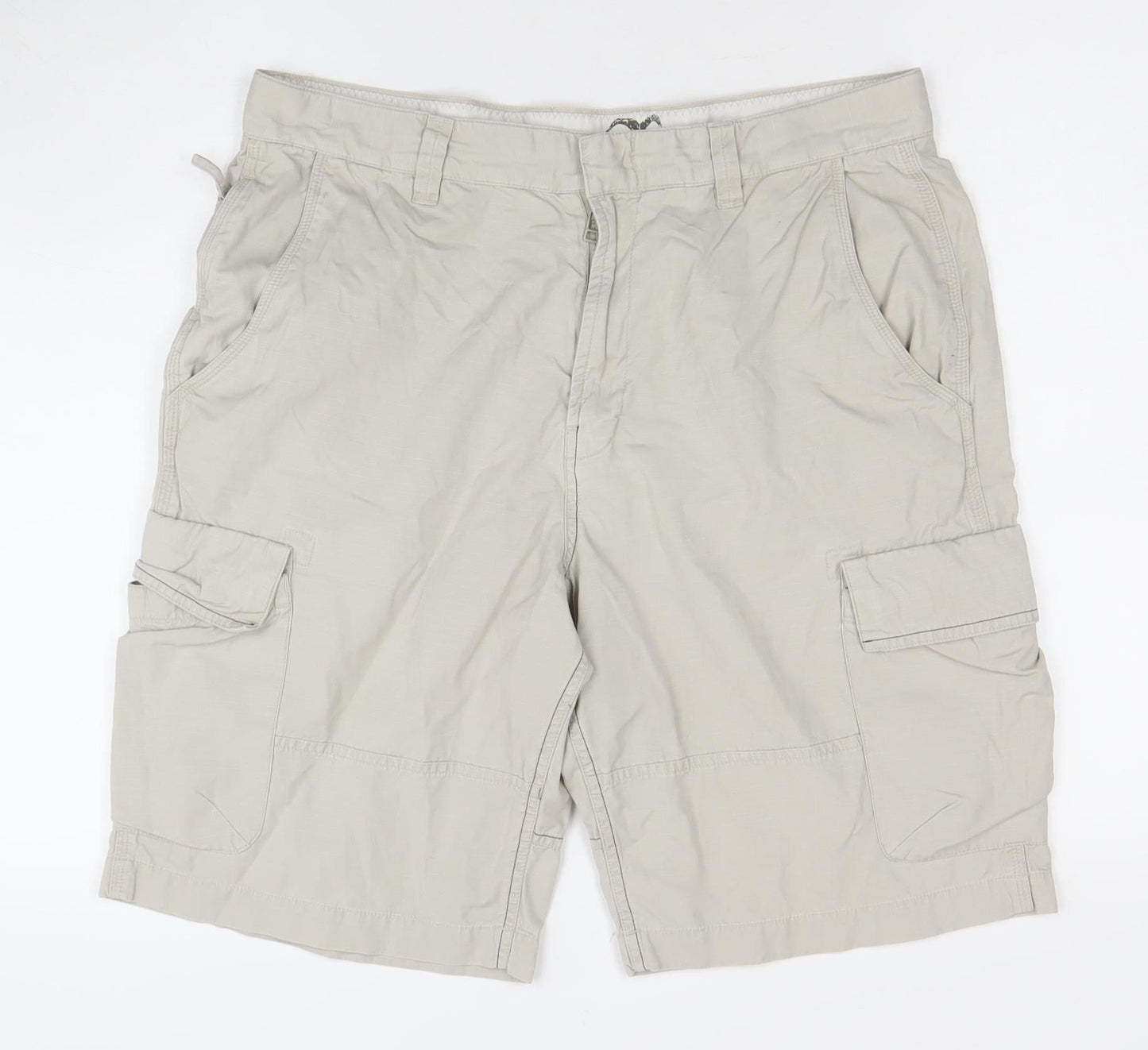 Marks and Spencer Men's Beige Cargo Shorts Size 36 Regular Cotton