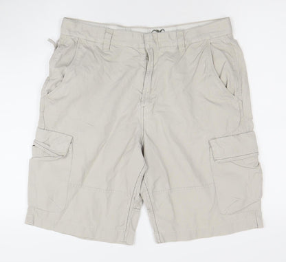 Marks and Spencer Men's Beige Cargo Shorts Size 36 Regular Cotton