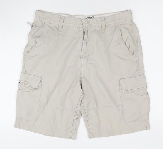 Marks and Spencer Men's Beige Cargo Shorts Size 36 Regular Cotton