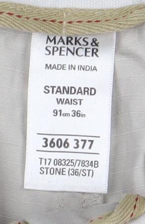 Marks and Spencer Men's Beige Cargo Shorts Size 36 Regular Cotton