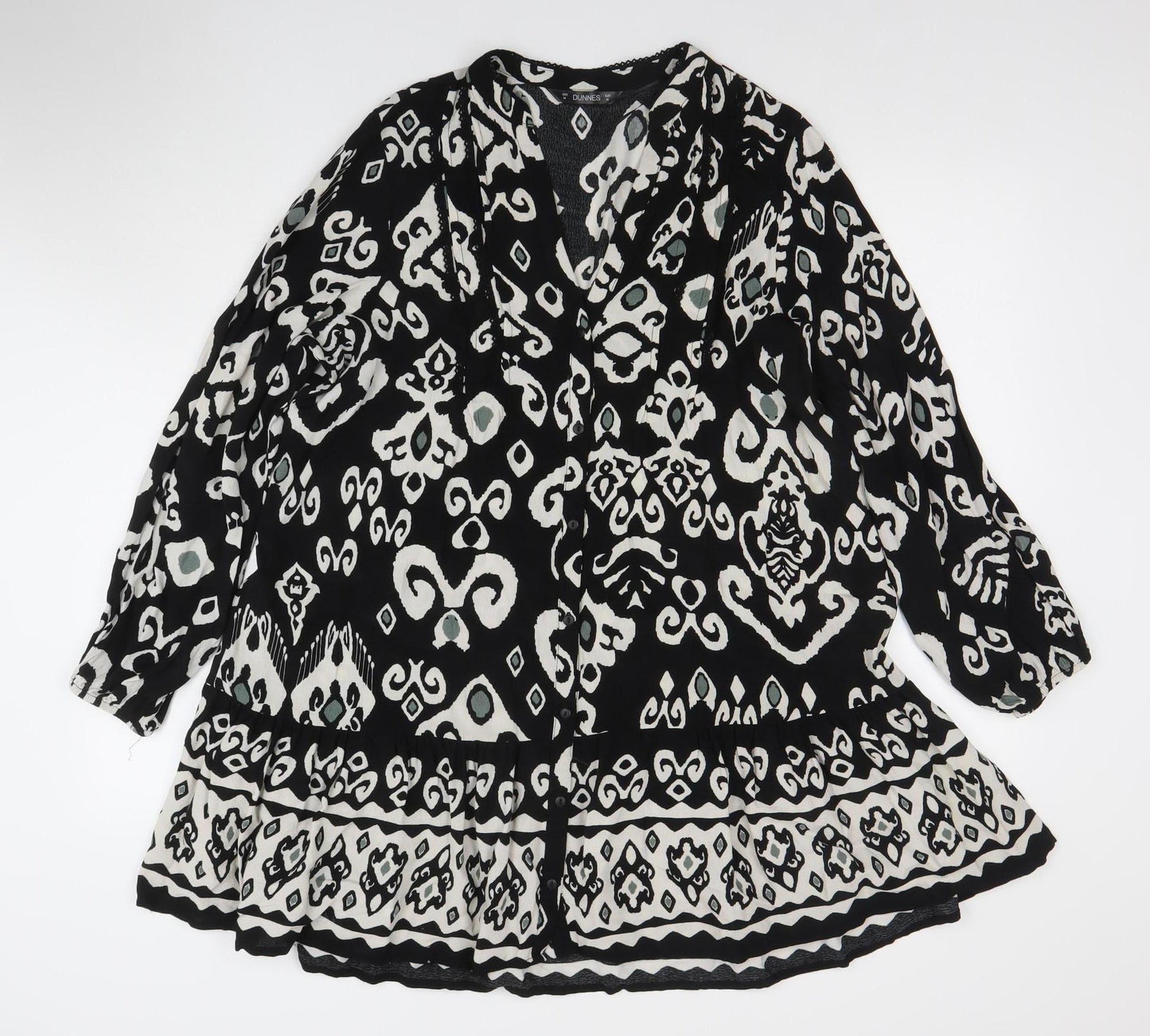 Dunnes Womens Black Geometric Knee Length Shift Dress M