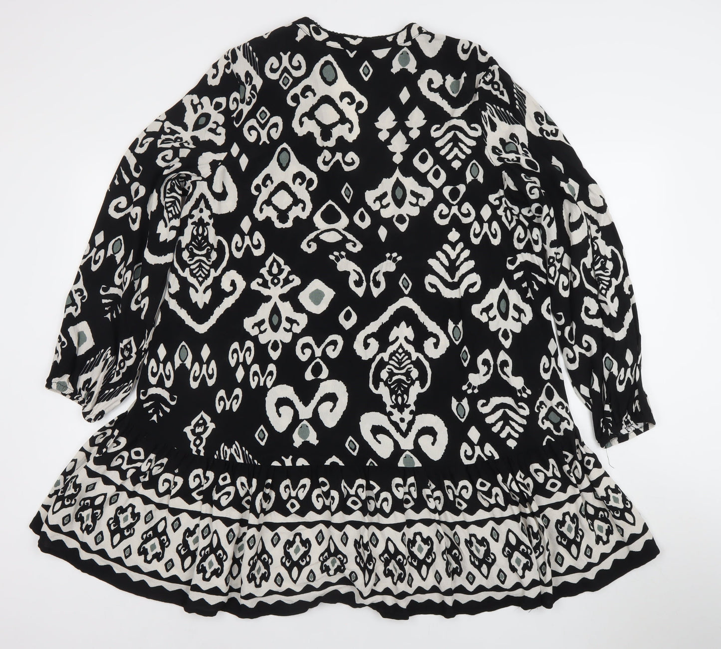 Dunnes Womens Black Geometric Knee Length Shift Dress M