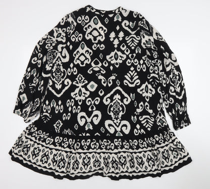 Dunnes Womens Black Geometric Knee Length Shift Dress M