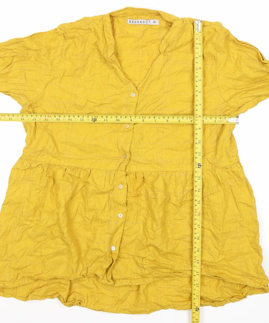Womens UK Size S Breakout Yellow Tunic Button-Up