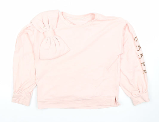 Ted Baker Girls Pink Bow Logo Sweatshirt 8 Years Pullover Cotton