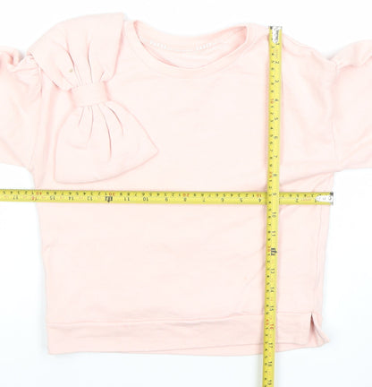 Ted Baker Girls Pink Bow Logo Sweatshirt 8 Years Pullover Cotton