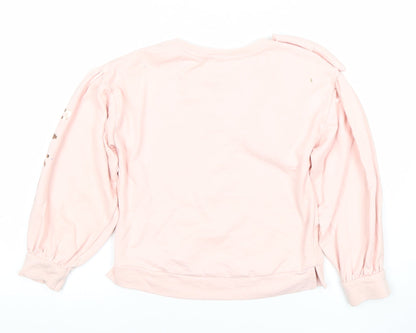 Ted Baker Girls Pink Bow Logo Sweatshirt 8 Years Pullover Cotton