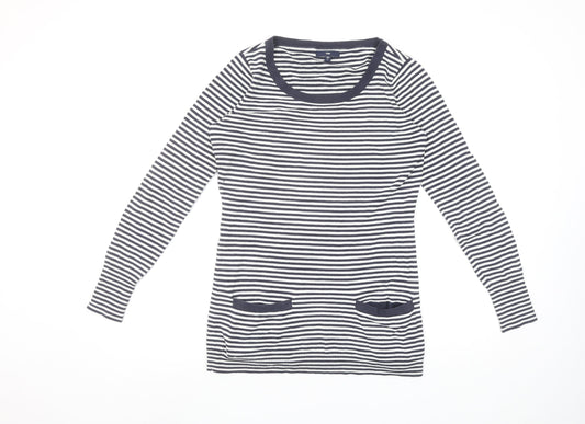 Gap Womens Navy Striped Long Sleeve Jersey Top Size S Cotton Blend